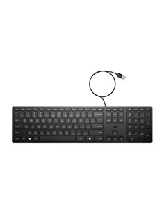 HP 320K Clavier USB - Teclas Silenciosas de Bajo Perfil 2.0 mm - Tecla Copilot IA - LED de Bloq Mayus/Bloq Num - Inclinacion Rég
