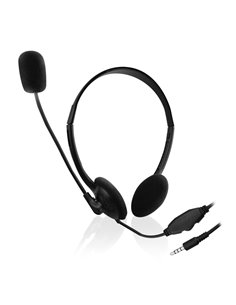 Ewent Écouteurs de Chat Avec Microfono et Control de Volume - Câble de 2m 1x Jack 3.5mm 4 Pines - Couleur Noir