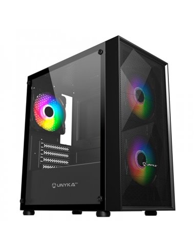 Unykach MIR B200 Boîte Gaming Micro ATX, Mini ITX - Latéral de Vidrio Templado - 3.5", 2.5" - USB-À 2.0, 3.0 et Audio - 3 Ventil