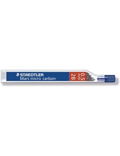 Staedtler Mars Micro Carbone 250 Tubo de 12 Minas de Grafito - Dureza 2B - Trait 0.5mm - Haute résistance
