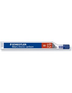 Staedtler Mars Micro Carbone 250 Tubo de 12 Minas de Grafito - Dureza B - Trait 0.5mm - Haute résistance