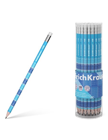 Erichkrause 2x2 Crayon de Grafito HB Avec Goma de Borrar - Bois Seleccionada - Decorado Avec les Tablas de Multiplicar - Facile 