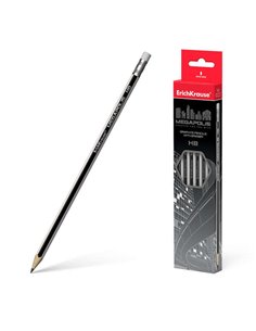 Erichkrause Crayon de Grafito Hexagonal Avec Goma de Borrar Megapolis HB - Bois Seleccionada - Haute résistance al Impacto - Fac