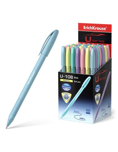 Erichkrause Stylo à bille U-108 Pastel Stick 1.0 - Ultra Glide Technology - Encre Bleu