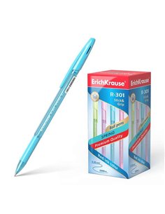 Erichkrause Stylo à bille R-301 Spring Stick&Grip 0.7 - Corps Hexagonal Translucido - Zona de Agarre de Goma Contorneada - Point