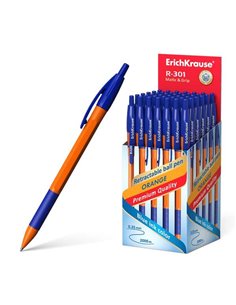 Erichkrause R-301 Orange Matic&Grip Stylo à bille Retractil - Pointe de 07mm - Trait de 0.35mm - Grip de Goma - Encre de Séchage
