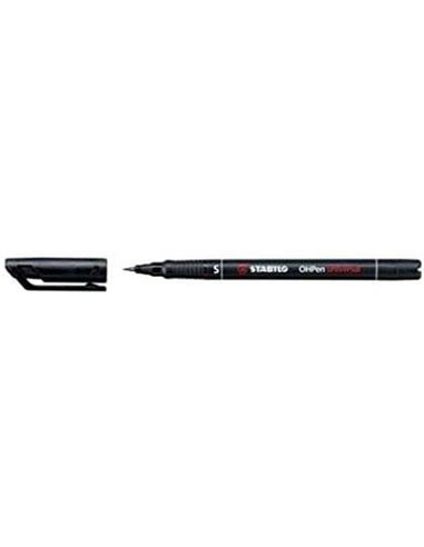 Stabilo OHPen Feutre Permanent - Pointe Superfina - Trait de 0.4mm - Agarre Antidérapant - Tapon Ventilado - Couleur Noir