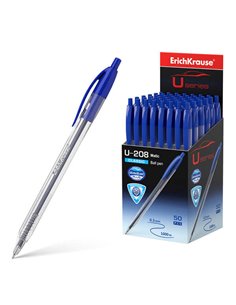 Erichkrause Stylo à bille Automatico U-208 Classic Matic - Ultra Glide Technology - Corps Transparent Avec Grip - Couleur Bleu