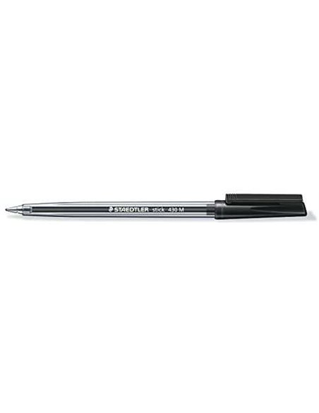 Staedtler Stick 430 Stylo à bille Avec Capuchon - Pointe 0.35mm - Encre Endeleble - Couleur Noir