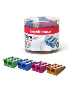 Erichkrause Ferro Couleur Plus - Sacapuntas Double de Aluminium - Agarre Ergonomique - 8mm et 11mm de Diametro - Couleur Assorti