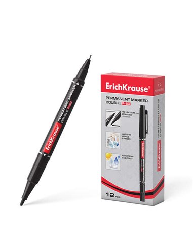 Erichkrause Double P-80 Marqueur Permanent Double Pointe - Pointe Bala de 1,65mm, Pointe Fina de 0,45mm - Encre à Base de Alcoho