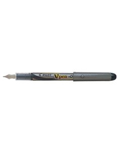Pilot Pluma Estilografica V-Pen Silver - Desechable - Encre Liquida - Embout en acier - Trait de 0.5mm - Couleur Noir