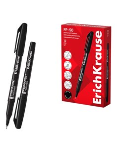 Erichkrause FP-50 Marqueur Permanent - Pointe Fina de 0.6mm - Résistant à la Luz et al Eau - Couleur Noir