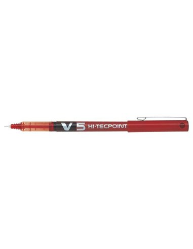 Pilot Stylo à bille de Encre Liquida V5 HI-Tecpoint Rollerball - Pointe Fina de Aguja 0.5mm - Trait 0.3mm - Couleur Rouge