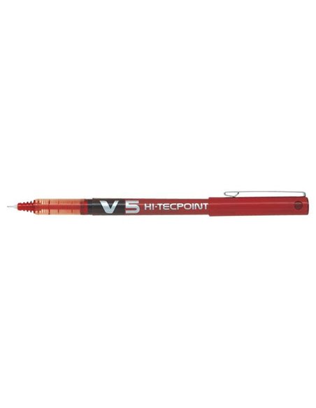 Pilot Stylo à bille de Encre Liquida V5 HI-Tecpoint Rollerball - Pointe Fina de Aguja 0.5mm - Trait 0.3mm - Couleur Rouge