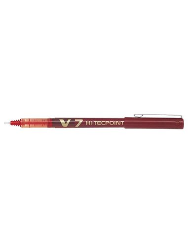 Pilot Stylo à bille de Encre liquida V7 HI-Tecpoint Rollerball - Pointe fina de aguja 0.7mm - Trait 0.5mm - Couleur Rouge