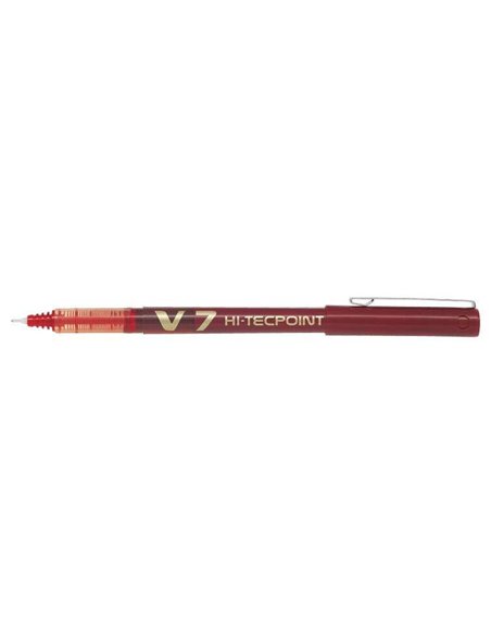 Pilot Stylo à bille de Encre liquida V7 HI-Tecpoint Rollerball - Pointe fina de aguja 0.7mm - Trait 0.5mm - Couleur Rouge