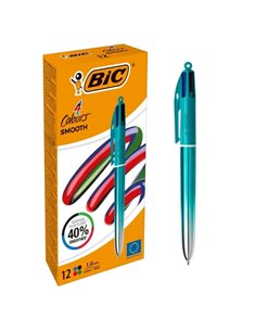 Bic 4 Colours Smooth Gradient Vert Stylo à bille de Bola Retractil - Pointe Media de 1.0mm - Escritura un 40% mas Doux - 4 Coule