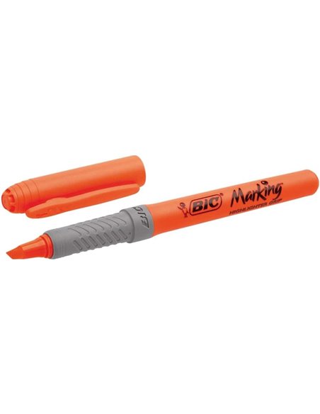 Bic Highlighter Grip Marqueur Fluo - Pointe Biselada - Trait entre 1.60 et 3.30 mm - Grip Texturizado - Couleur Orange