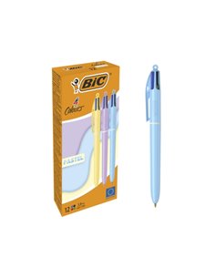 Bic 4 Colours Pastel Stylo à bille de Bola Retractil - Pointe Media de 1.0mm - Encre Avec Base de Aceite - Corps en Couleurs Pas