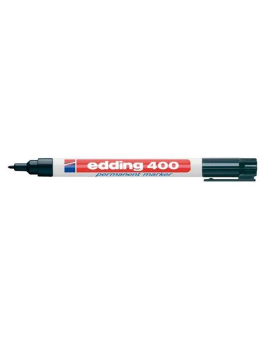 Edding 400 Feutre Permanent - Pointe Ronde - Trait 1 mm. - Rechargeable - Séchage rapide - Couleur Noir
