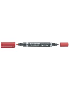 Staedtler Lumocolor 348 Feutre Permanent de Double Pointe - Séchage rapide - Couleur Rouge