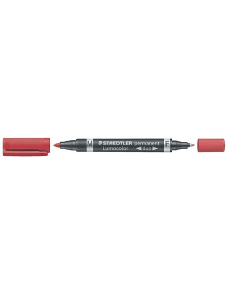 Staedtler Lumocolor 348 Feutre Permanent de Double Pointe - Séchage rapide - Couleur Rouge