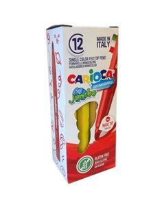 Carioca Jumbo Feutre - Corps Octogonal Maxi - Encre Superlavable - Pointe Maxi 6mm Bloqueada - Couvercle Ventilada - Couleur Jau