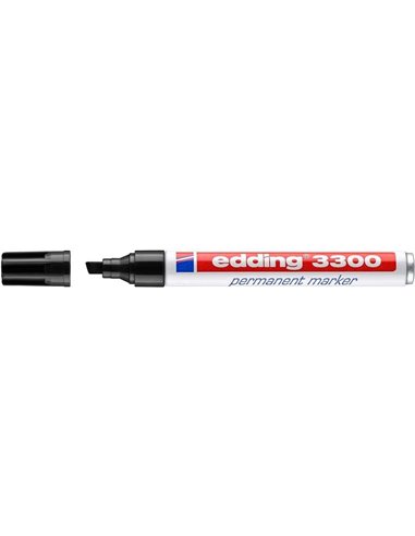 Edding 3300 Feutre Permanent - Pointe Biselada - Trait entre 1 et 5 mm. - Encre Casi Inodora - Séchage rapide - Couleur Noir