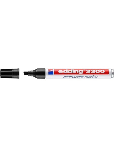 Edding 3300 Feutre Permanent - Pointe Biselada - Trait entre 1 et 5 mm. - Encre Casi Inodora - Séchage rapide - Couleur Noir