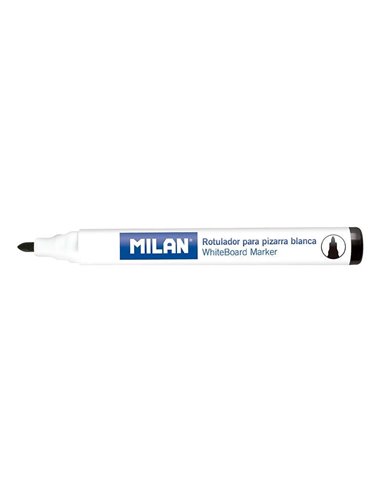 Milan Feutres Pour Tableau Blanca Avec Pointe Ronde - Pointe 4.7 mm - Encre à Base de Alcohol - Borrable en Seco - Couleur Noir