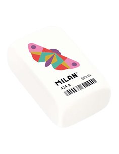 Milan 424A Goma de Borrar Rectangulaire - Miga de Pan - Caucho Sintetico - Couleur Blanc - Dibujos Geometricos de Animales Assor