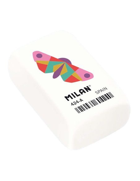 Milan 424A Goma de Borrar Rectangulaire - Miga de Pan - Caucho Sintetico - Couleur Blanc - Dibujos Geometricos de Animales Assor