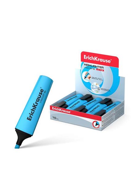 Erichkrause Visioline V-12 Marqueur Fluo - Pointe Biselada - Encre à Base de Eau - Couleur Bleu