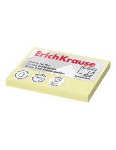 ErichKrause Bloc de 100 Notas Adhesivas 50x75mm - Removibles - Couleur Jaune Clair