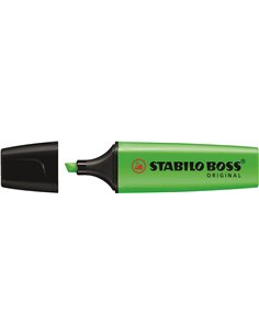 Stabilo Boss 70 Feutre Marqueur Fluo - Trait entre 2 et 5mm - Rechargeable - Encre Avec Base de Eau - Couleur Vert Fluo