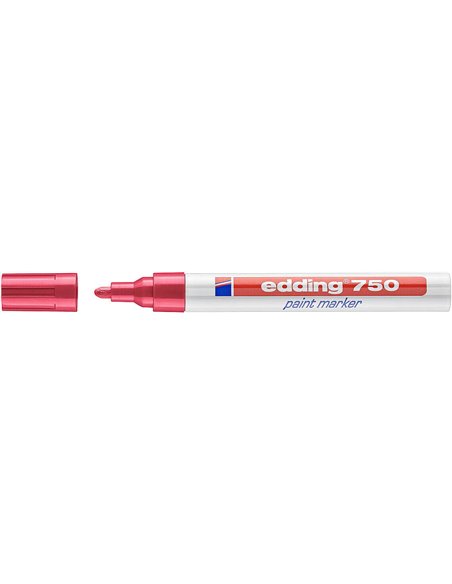 Edding 750 Feutre Permanent - Pointe Ronde - Trait entre 2 et 4 mm. - Encre Opaca - Séchage rapide - Couleur Rouge