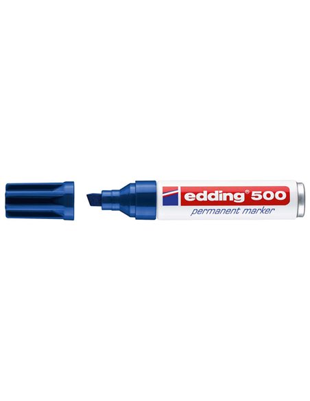 Edding 500 Feutre Permanent - Pointe Biselada - Trait entre 2 et 7 mm. - Rechargeable - Séchage Instantaneo - Couleur Bleu