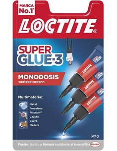 Loctite Pack de 3 Super Glue-3 Mini Trio Original - 1gr - Triple Resistencia - Adhésif Transparent - Pegado et Fuerza Instantané