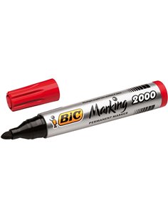 Bic Marking 2000 Ecolutions Feutre Permanent - Encre Avec Base de Alcohol - Ecologico - Séchage rapide - Couleur Rouge