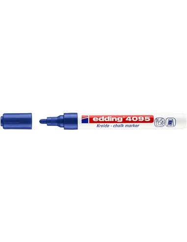 Edding 4095 Feutre de Tiza Liquida - Pointe Ronde - Trait entre 2 et 3mm - Olor Neutro - Couleur Bleu