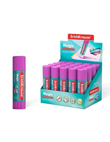 Erichkrause Magic Pegamento en Barra Super Fuerte - Adhesion Rapida et Fiable - Couleur Gradualmente Desaparece - No Toxico - Ré