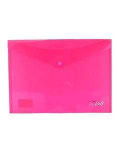 Ingraf Sobre Portadocumentos A4 - Fermeture de Broche - Polipropileno Cristal Transparent - Couleur Rose