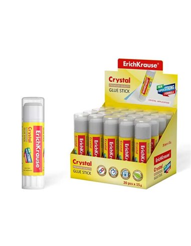 Erichkrause Crystal Pegamento en Barra Super Fuerte 15gr - Consumo Economico - Adhesion Rapida et Fiable - Couleur Transparent