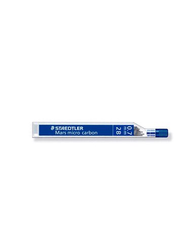 Staedtler Mars Micro Carbone 250 Tubo de 12 Minas de Grafito - Dureza 2B - Trait 0.7mm - Haute résistance