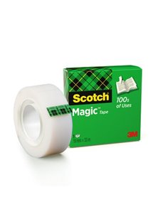 Scotch Magic Tape Ruban Adhesiva Invisible 19mmx33m - Acabado Mate Invisible - Perfecta Pour Etiquetado - Facile de Usar