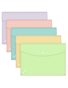 Oxford Urban A4 Sobre Portadocumentos de Plastico Rigido Translucido A4 - Capacité Jusqu'à 40 Feuilles - Fermeture de Broche - C
