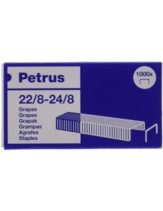 Petrus Boîte de 1000 Agrafes 22/8-24/8 Cobreadas - Jusqu'à 40 Feuilles - Patilla de 8mm