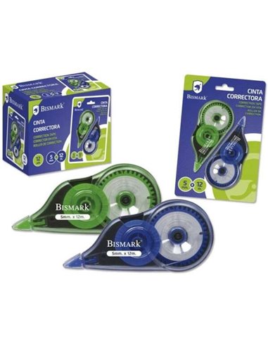 Bismark Pack de 2 Cintas Correctoras 5mm x 12m - Corps Transparent - Forma Ergonomica