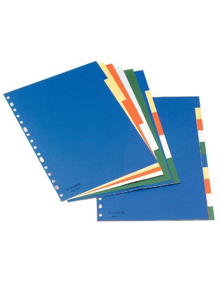 Esselte Separadores Plastico A4 Avec Cartulina Indice Blanc Noir - 5 Pestañas - Multitaladro - 5 Couleurs